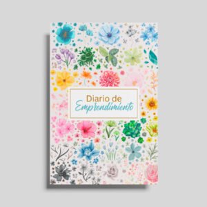 Portada del Diario de Emprendimiento con diseño floral en acuarela y colores vivos, ideal para inspirar creatividad y organización